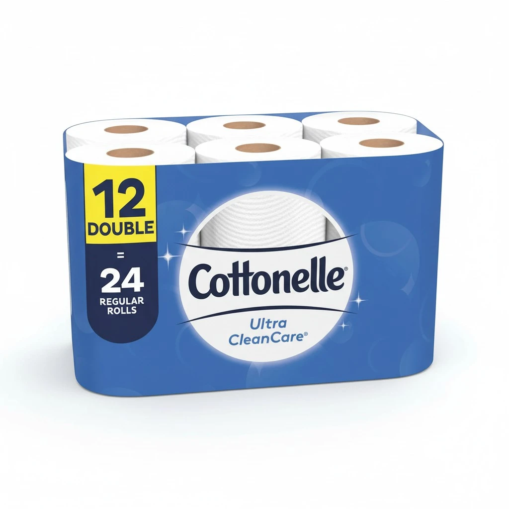 Cottonelle Ultra CleanCare Toilet Paper, 12 Double Rolls, Strong Bath Tissue (12 Double Rolls = 24 Regular Rolls)