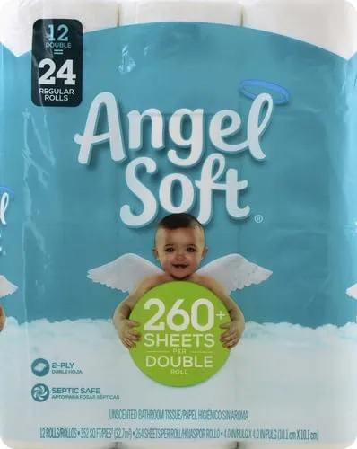 Angel Soft, Toilet Paper, Double Rolls, 12 Count of 234 Sheets Per Roll