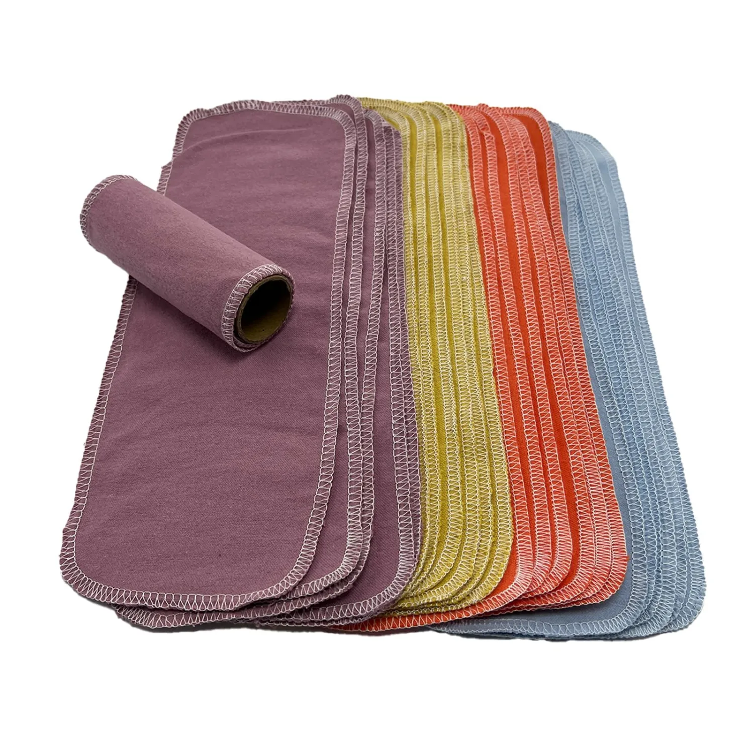 Reusable Toilet Paper Towels 24 Count Roll,Washable Absorbent No Tear Bidet Towels Cotton Cloth,Zero Waste Cleaning Supplies for Bathroom(Solid 4 Colors)