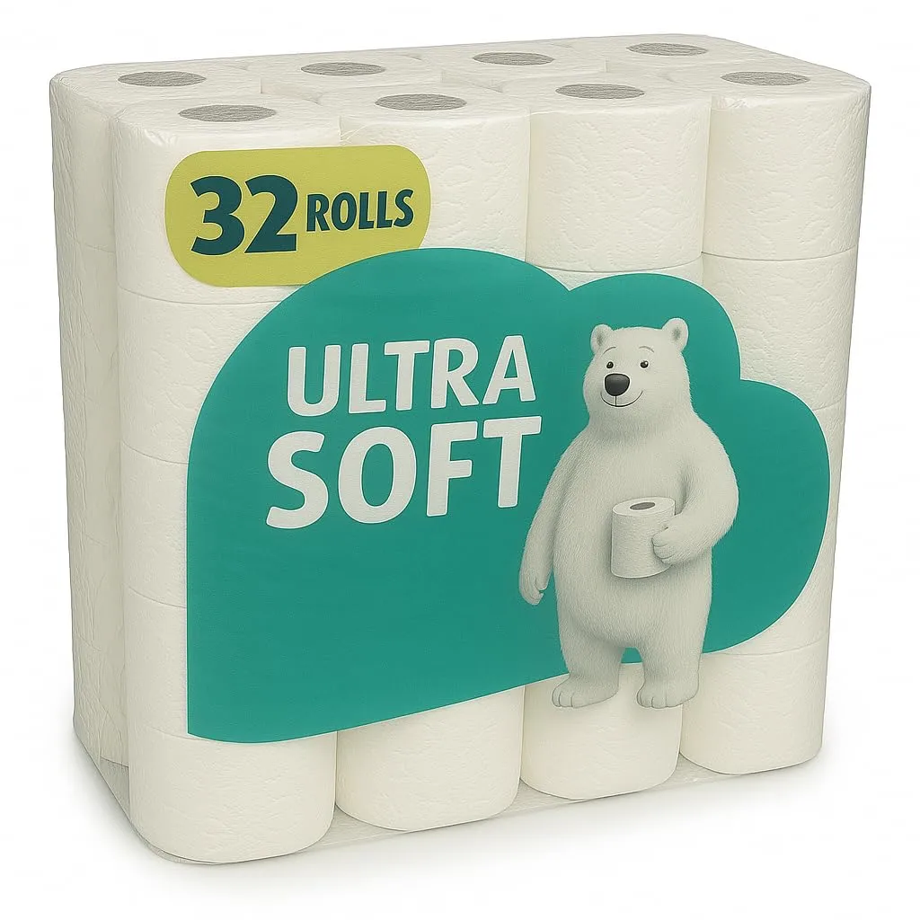 Ultra Soft Toilet Paper, 32 Rolls, 2-Ply Quilted Pattern, White, 128 Regular Roll Equivalent