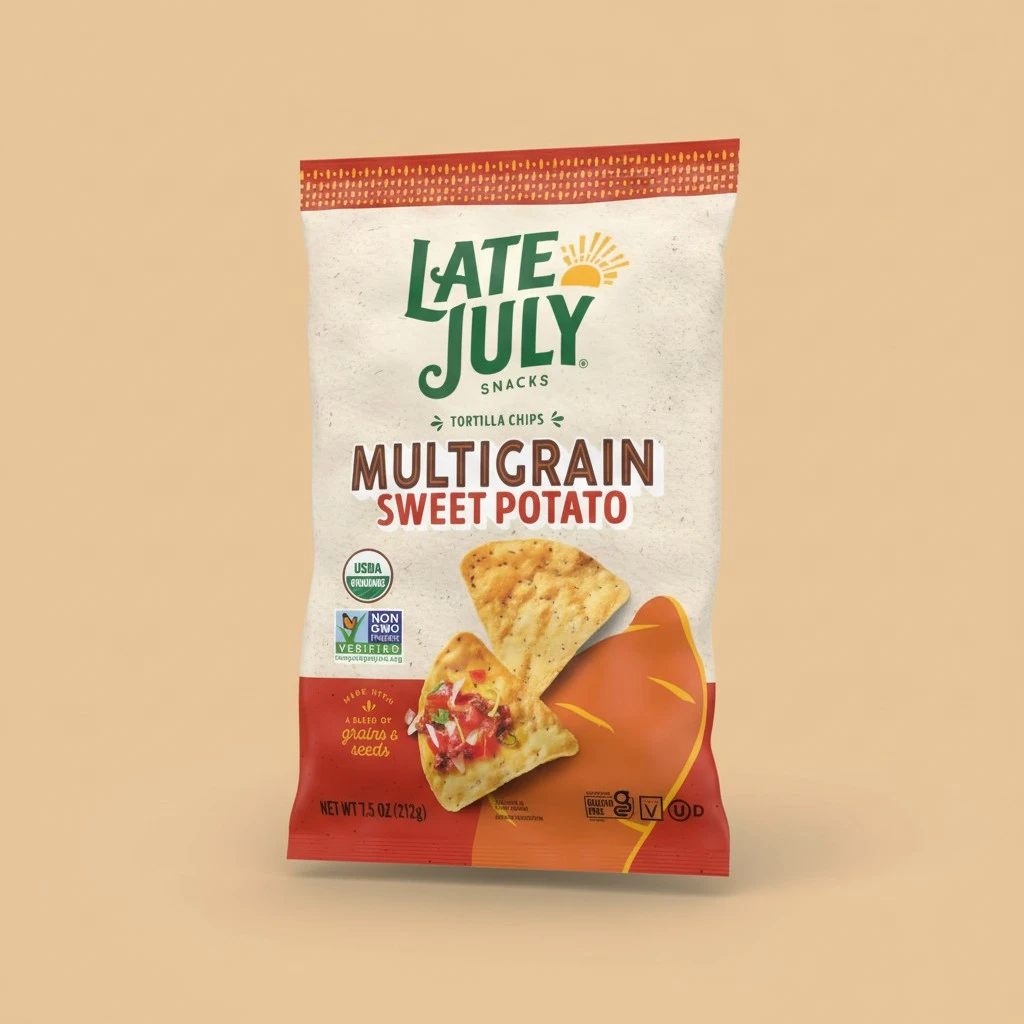 Late July Snacks Organic Multigrain Sweet Potato Tortilla Chips, 7.5 Oz