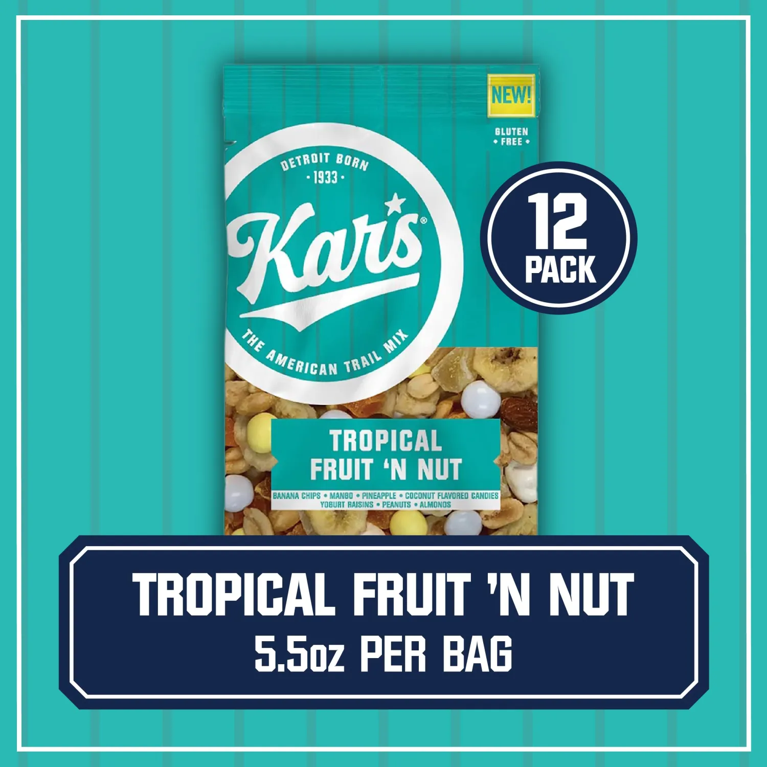 Kar’s Nuts Tropical Fruit ‘N Nut Trail Mix, 28 oz Resealable Pouch (Pack of 1), Gluten-Free Snack Mix