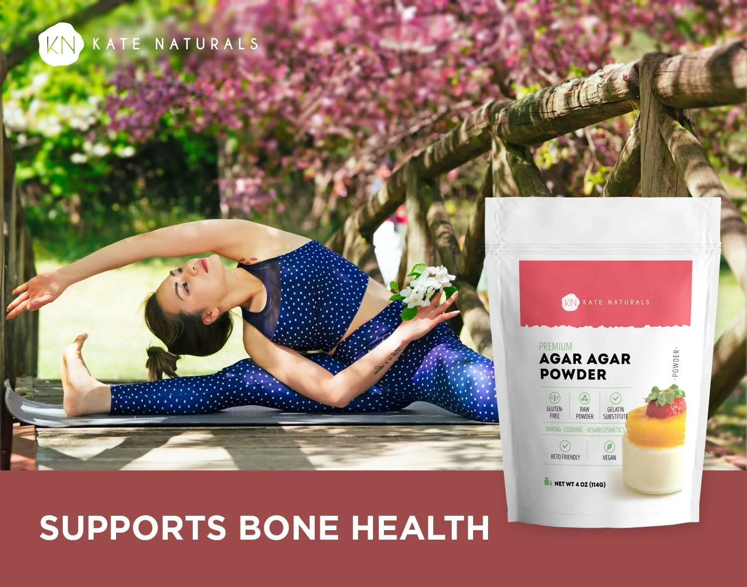 Kate Naturals Agar Agar Powder for Cooking & Petri Dishes. Vegan Gelatin Substitute Powder Unflavored for Gelatin Sheets & Halal (4oz, Vegetarian, Plant-based)