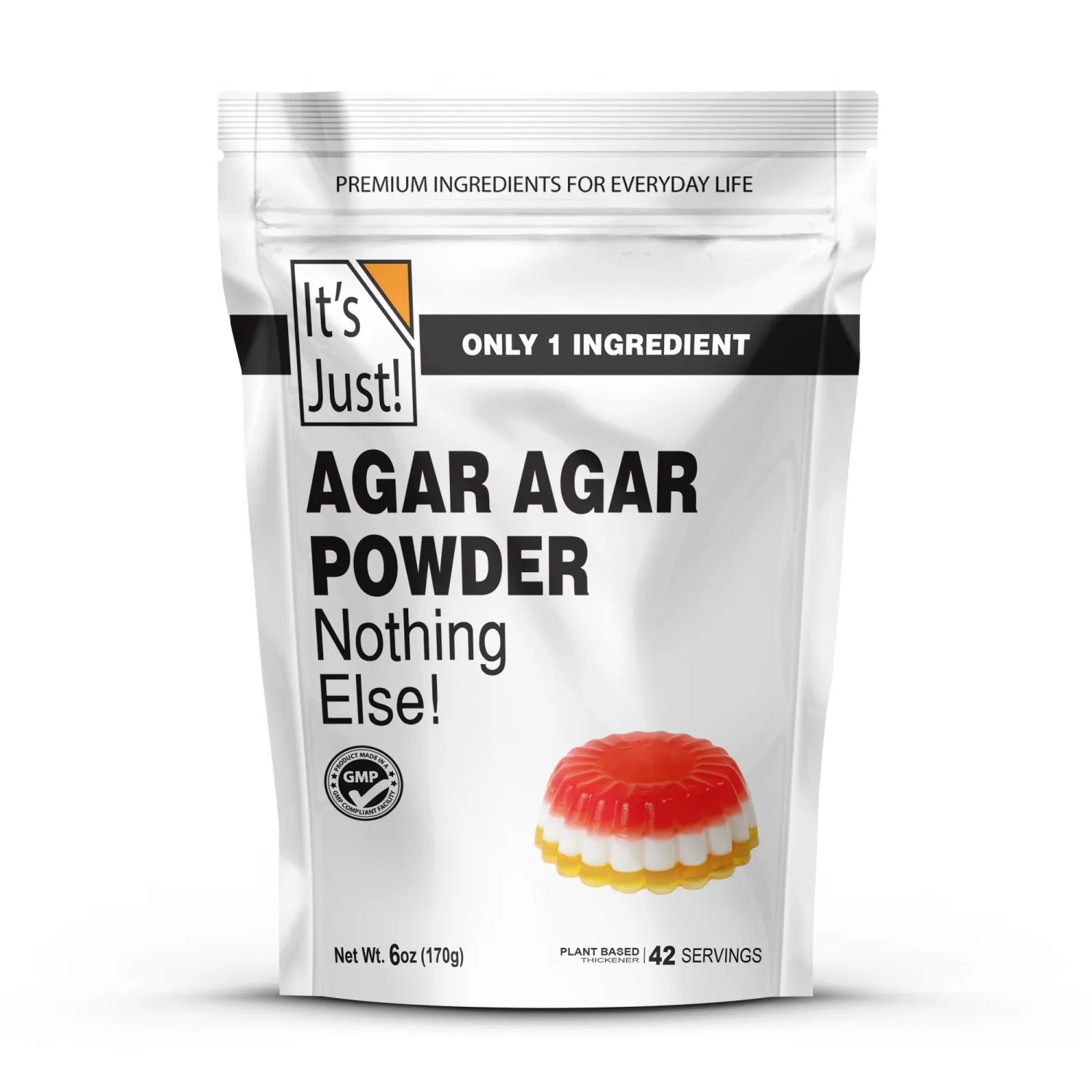 It's Just - Agar Agar Powder 6oz, Vegan Gelatin Substitute, 100% Plant Based Thickener, Unflavored, Non-GMO