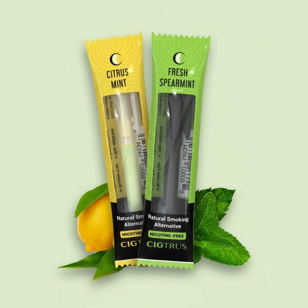 Natural Nicotine-Free & Tobacco-Free Smoking Alternative (2-Pack) - Non-Electric Craving Relief, Quit Smoking Aid with Cigtrus (Spearmint & Lemon Lime)