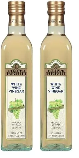 Filippo Berio Italian White Wine Vinegar, 16.9 Ounce Glass Bottle (Pack of 2)