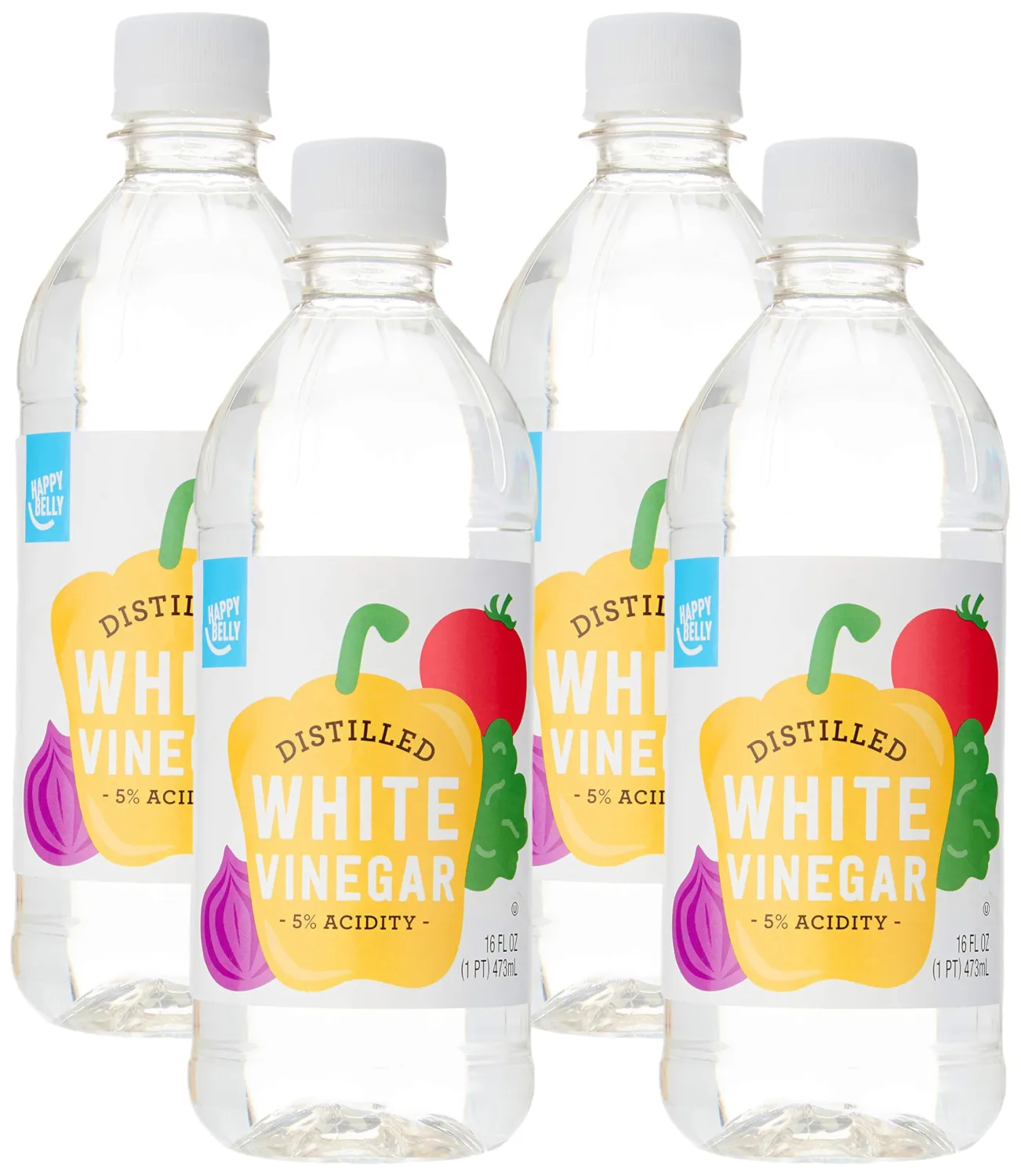 Amazon Brand - Happy Belly White Distilled Vinegar, Kosher, 1 pound (Pack of 4) (Packaging May Vary)