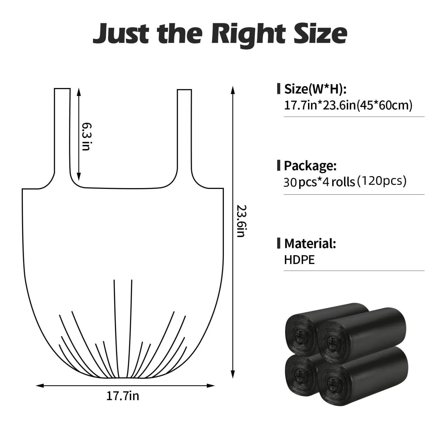 2-4 Gallon Portable Trash Bags,120 Counts Thicken portable Small Garbage Bags for Office, Kitchen,Bedroom Trash Can,Strong Trash Bags（Black）