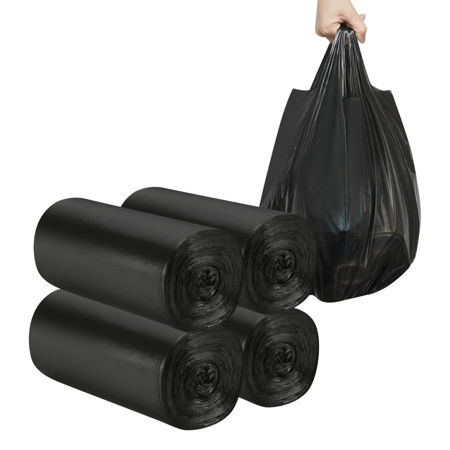 2-4 Gallon Portable Trash Bags,120 Counts Thicken portable Small Garbage Bags for Office, Kitchen,Bedroom Trash Can,Strong Trash Bags（Black）
