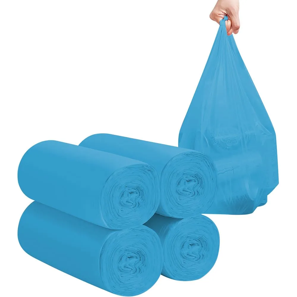 2-4 Gallon Portable Trash Bags,120 Counts Thicken portable Small Garbage Bags for Office, Kitchen,Bedroom Trash Can,Strong Trash Bags(Blue)