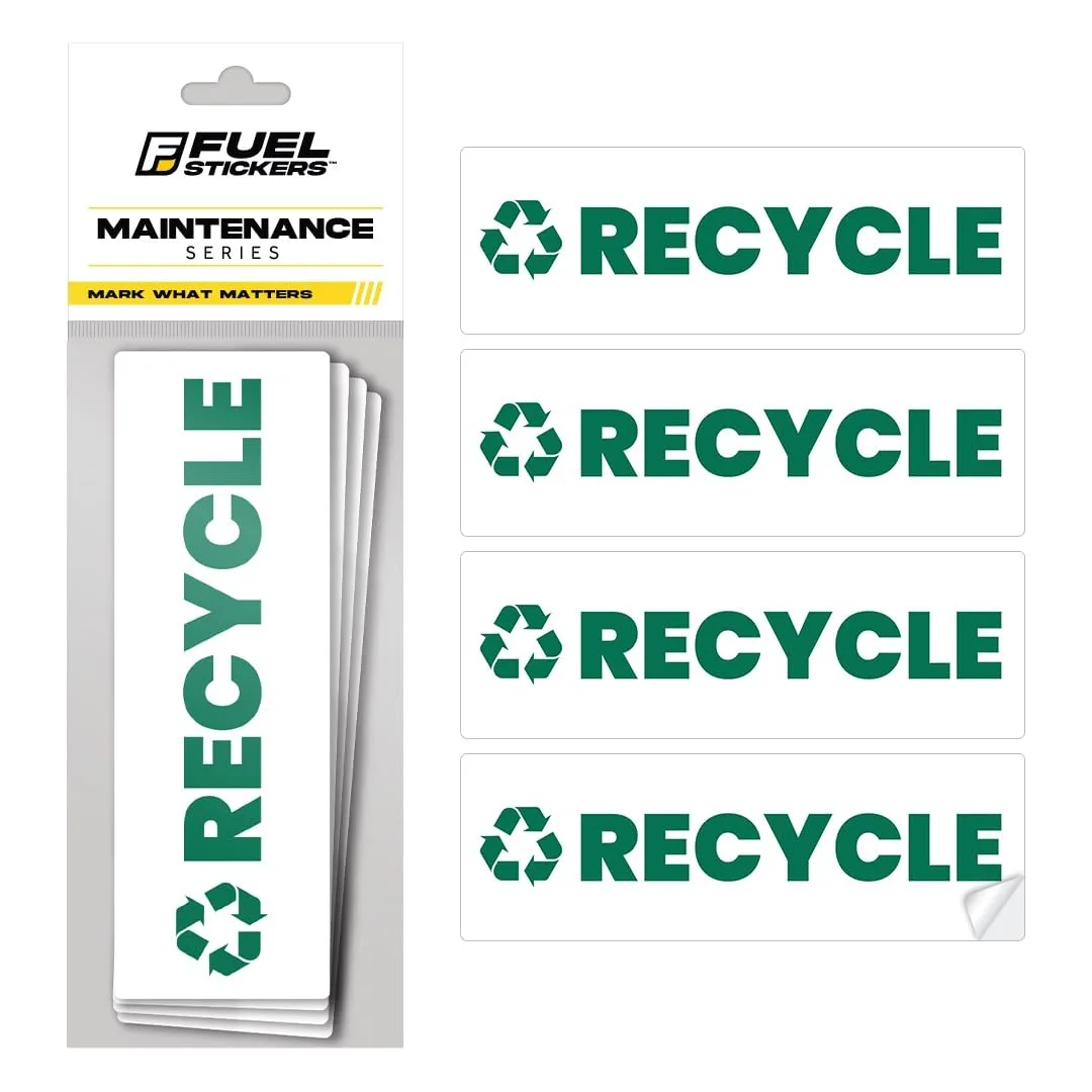 Recycle Sticker for Trash Bins – Heavy Duty, Recycle Only Sticker - 3-5 Year Indoor/Outdoor Rated - Heavy Duty, Weather Proof, Ultra Durable - USA Made (6x2 inch), 4 Labels