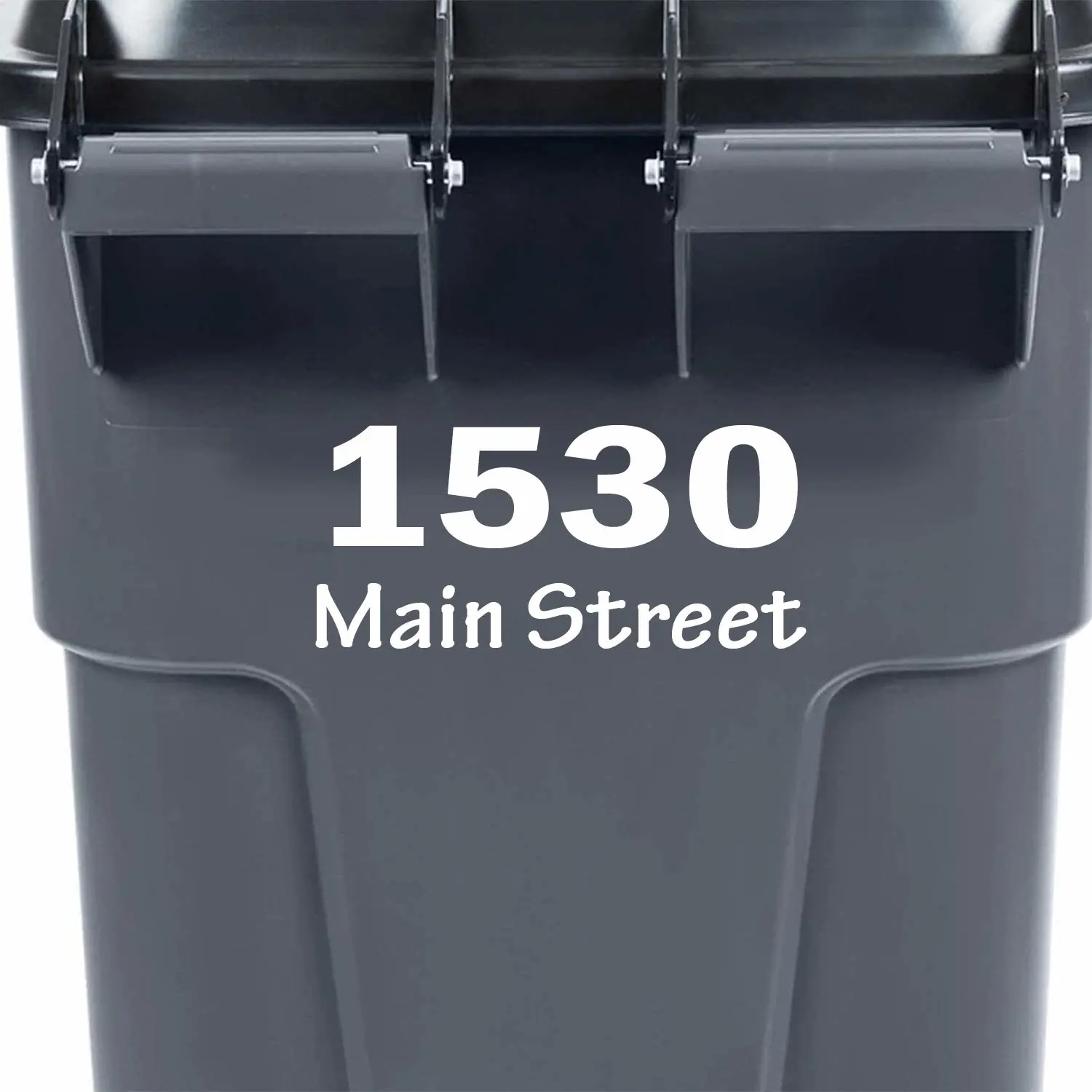VWAQ Personalized Trash Can Decal Custom Garbage Bin Decor Address Vinyl Sticker - TC14 (White)
