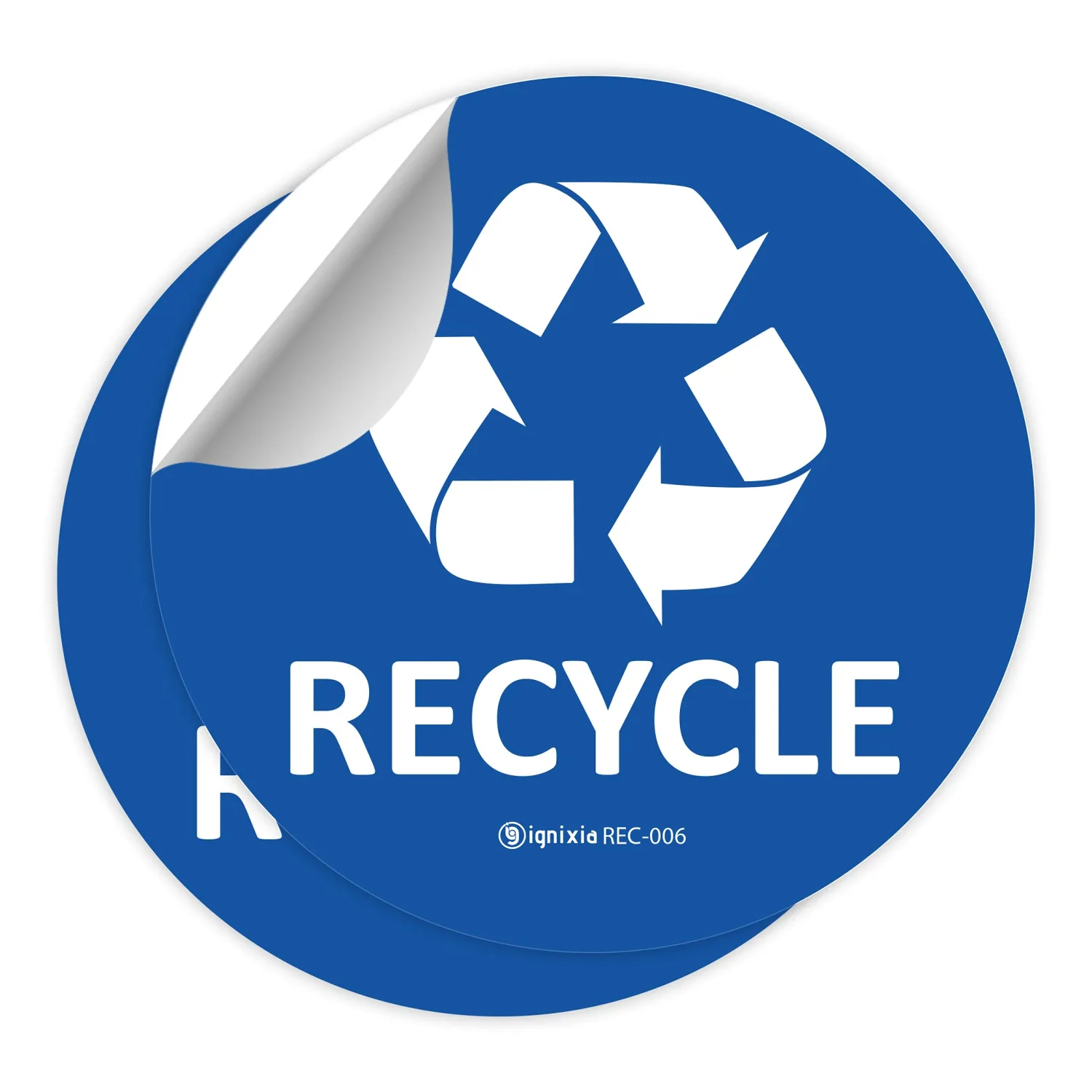 IGNIXIA Recycle Stickers for Trash Can 6x6 Inches Large (Pack of 2) Waterproof UV Protected Recycling Stickers for Indoor & Outdoor (Blue)