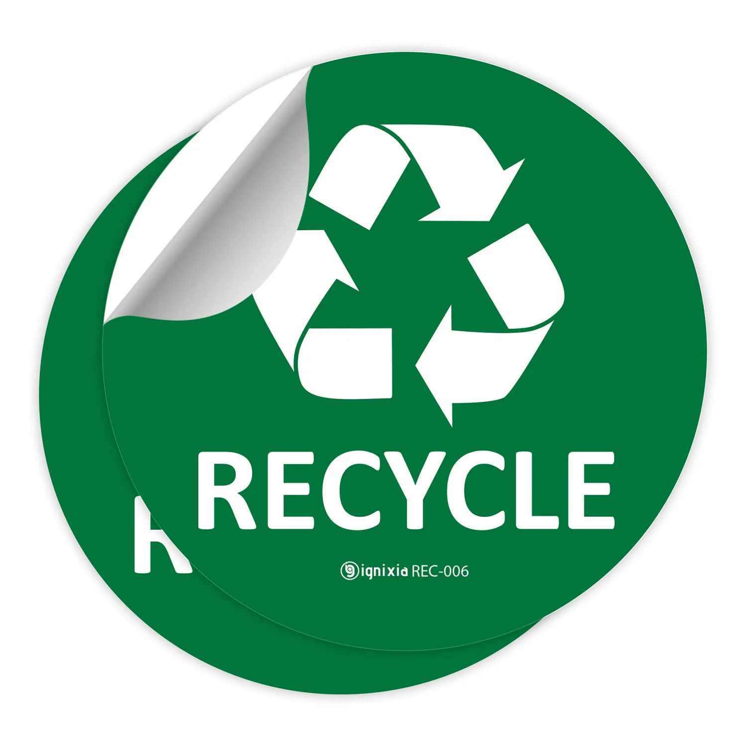 IGNIXIA Recycle Stickers for Trash Can & Bins - 6x6 Inches, Waterproof, UV Protected (Pack of 2) - Green