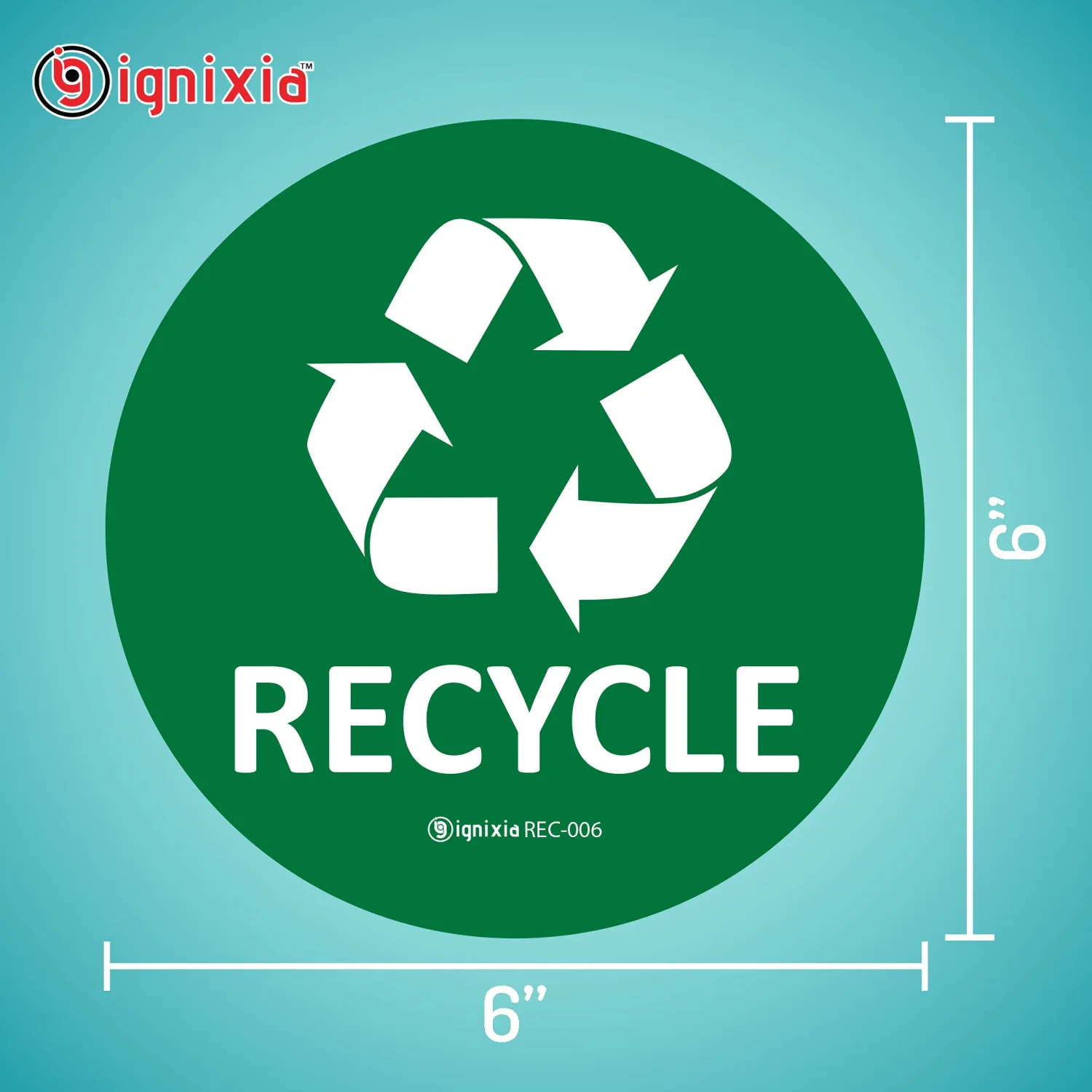 IGNIXIA Recycle Stickers for Trash Can, (Pack of 02) 6x6 Inches Large Blue (Green and Black)