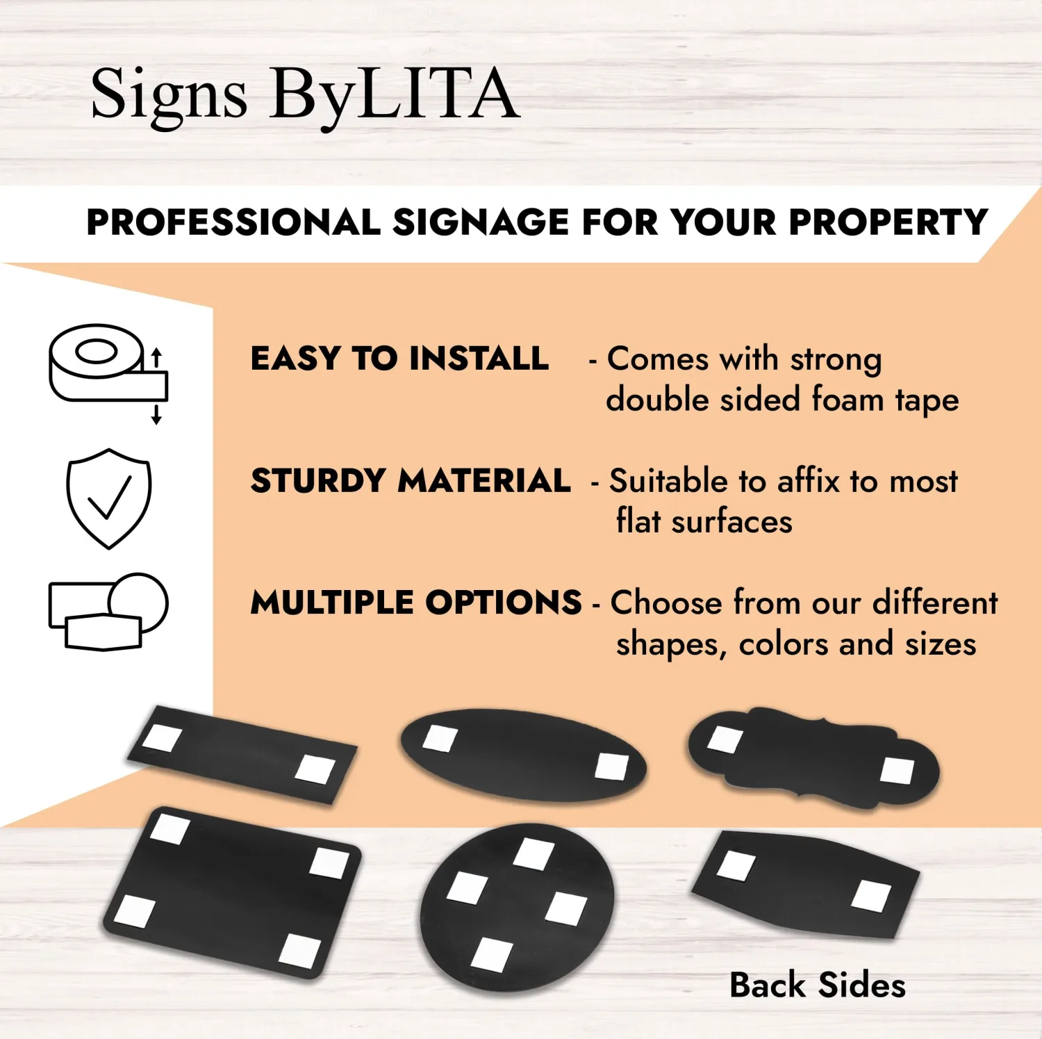 Signs ByLITA Square Trash Basura Sign - Easy Installation | Durable Material (Blue) - Small