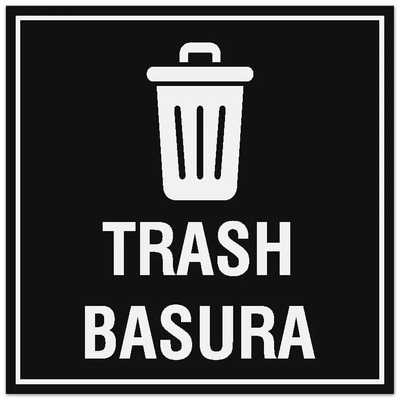 Signs ByLITA Square Trash Basura Sign - Easy Installation | Durable Material (Black) - Large