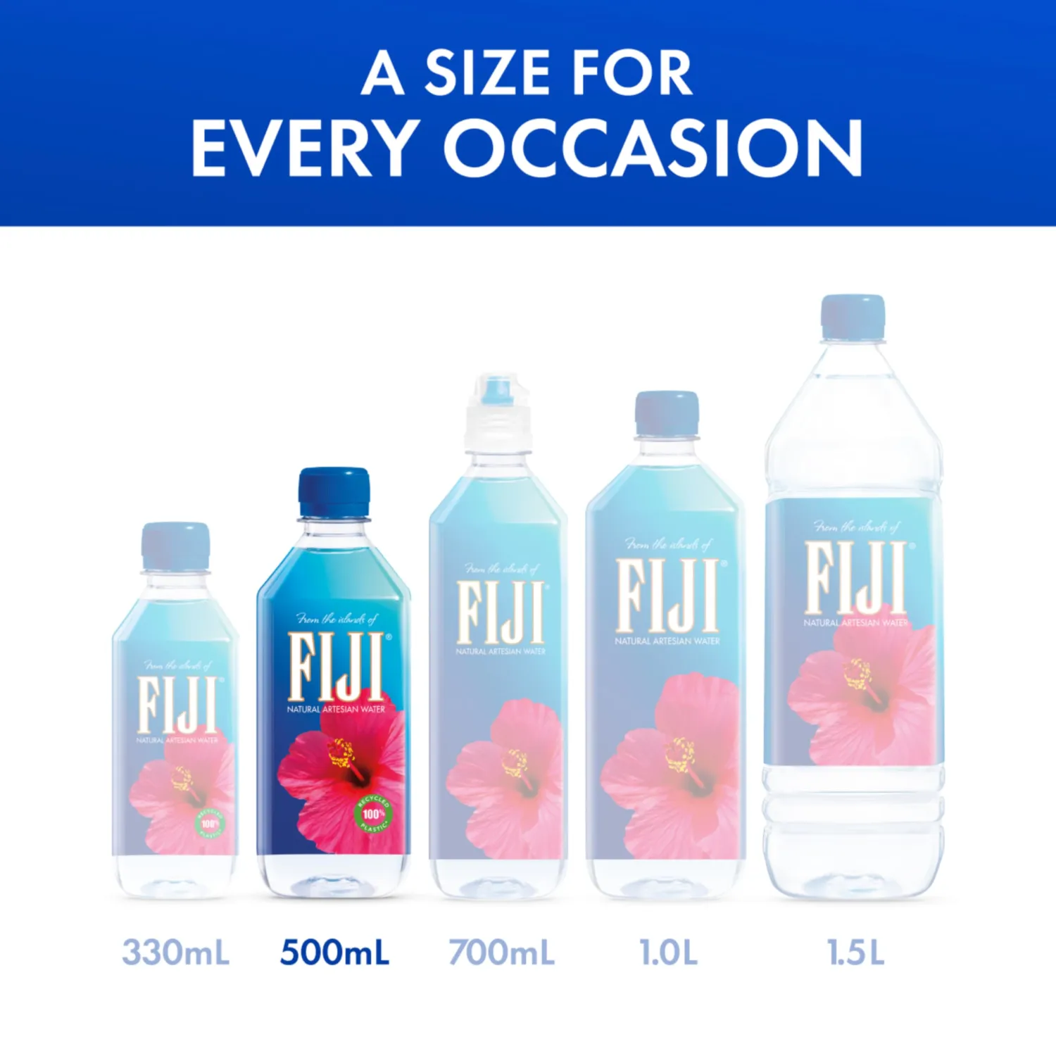 FIJI Natural Artesian Bottled Water 500 mL / 16.9 Fl Ounce (Pack of 12) - 100% Recycled Plastic