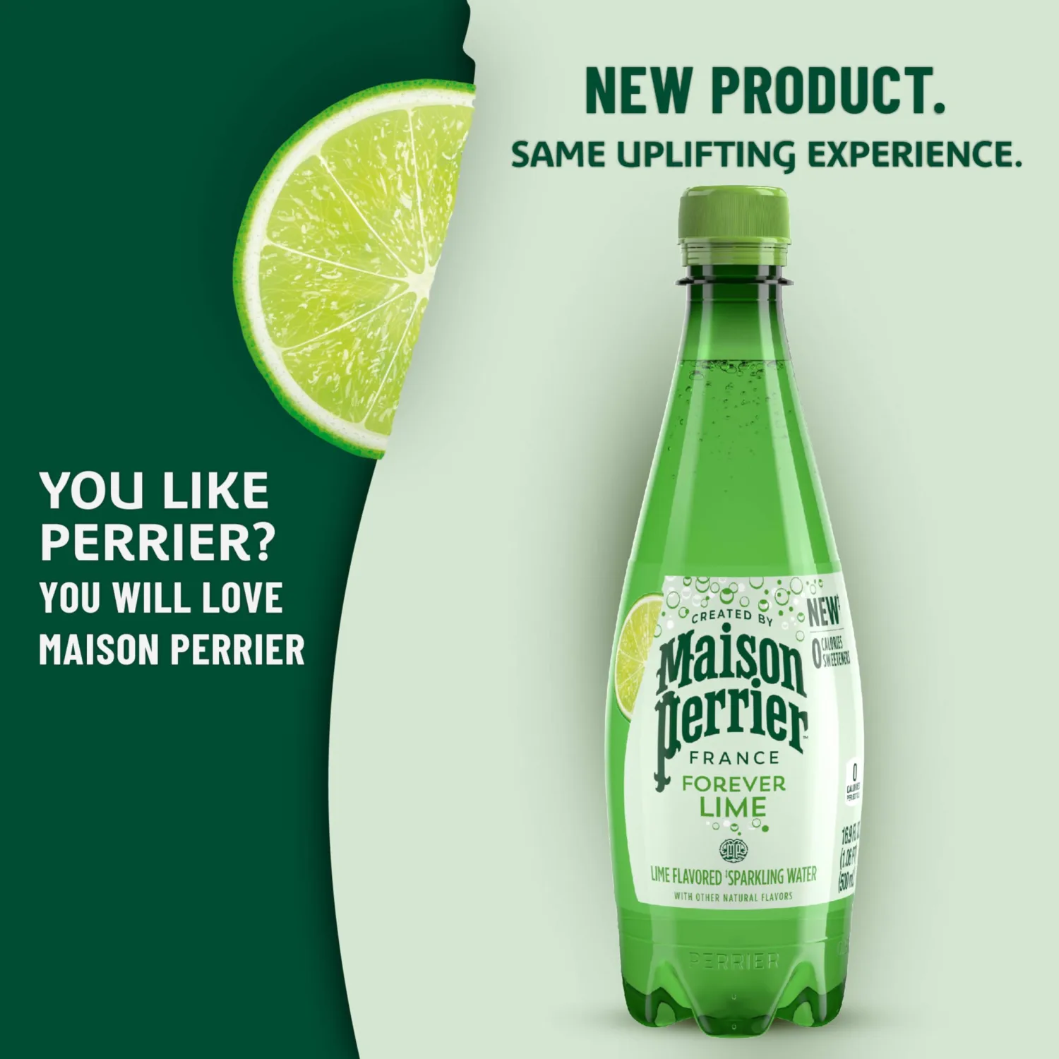 Maison Perrier Forever Lime Flavored Sparkling Water, 16.9 Fl Oz Plastic Water Bottles, 6 Count 101.4 fl oz