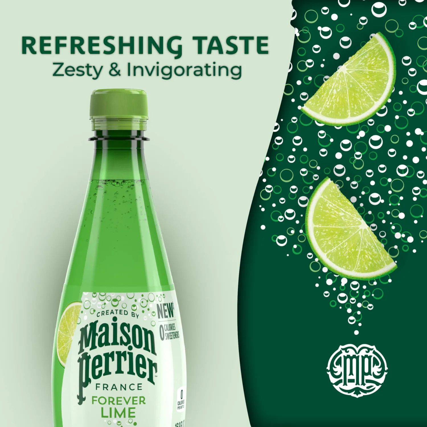Maison Perrier Forever Lime Flavored Sparkling Water, 16.9 Fl Oz Plastic Water Bottles, 6 Count 101.4 fl oz