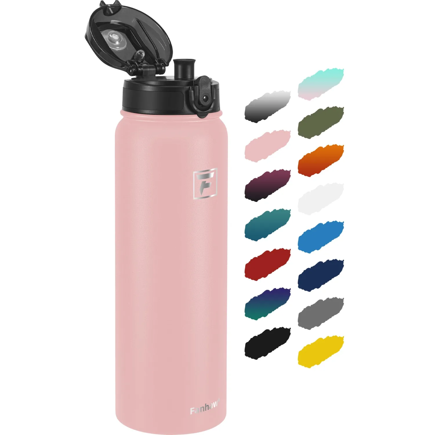 Fanhaw 32 Oz Insulated Stainless Steel Water Bottle with 1 Lid (Chug Lid) - For Kids, Women, Men | Leak & Sweat Proof with Anti-Dust Lid (Pink)