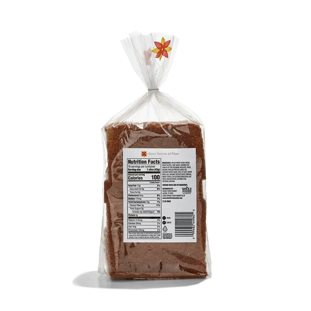 365 by Whole Foods Market, Bread Sandwich Whole Wheat, 24 Ounce