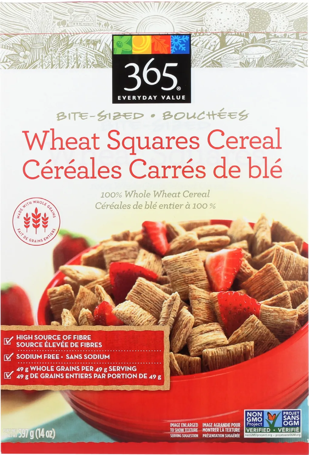 365 by Whole Foods Market, Bite Sized Wheat Squares Cereal, 14 Ounce