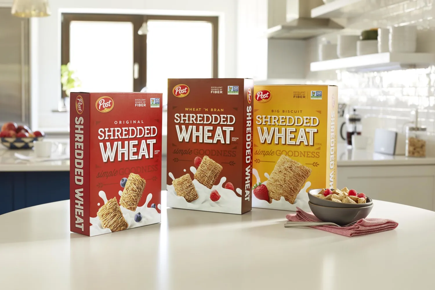 Post Wheat n Bran® Shredded Wheat, Breakfast Cereal, Excellent Source of Fiber, Kosher 18 Ounce – 1 count
