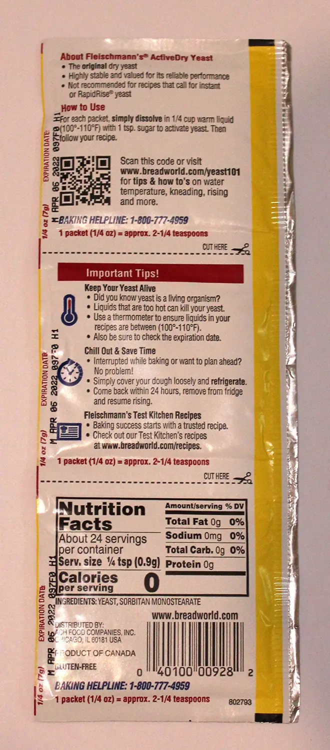 Fleischmann's Active Dry Yeast Strip, 0.25 Ounce (9 Count)