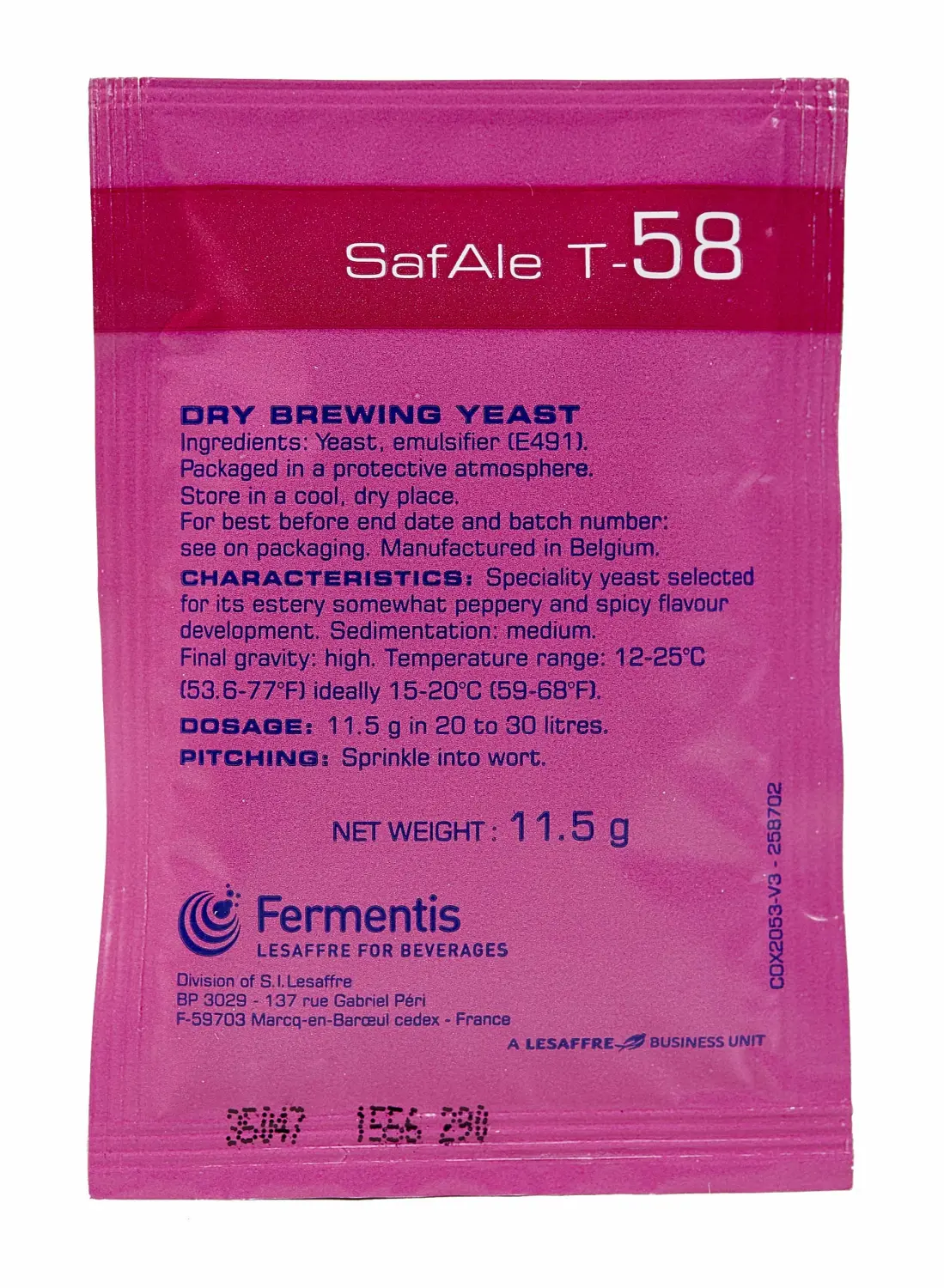 Fermentis SafAle T-58 Beer/Ale Yeast - Pack of 1 - With North Mountain Supply Freshness Guarantee