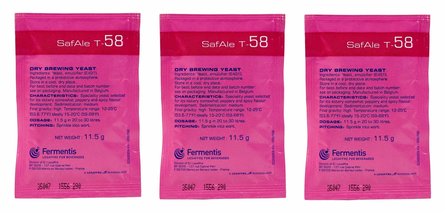 Fermentis SafAle T-58 Beer/Ale Yeast - Pack of 3 - With North Mountain Supply Freshness Guarantee