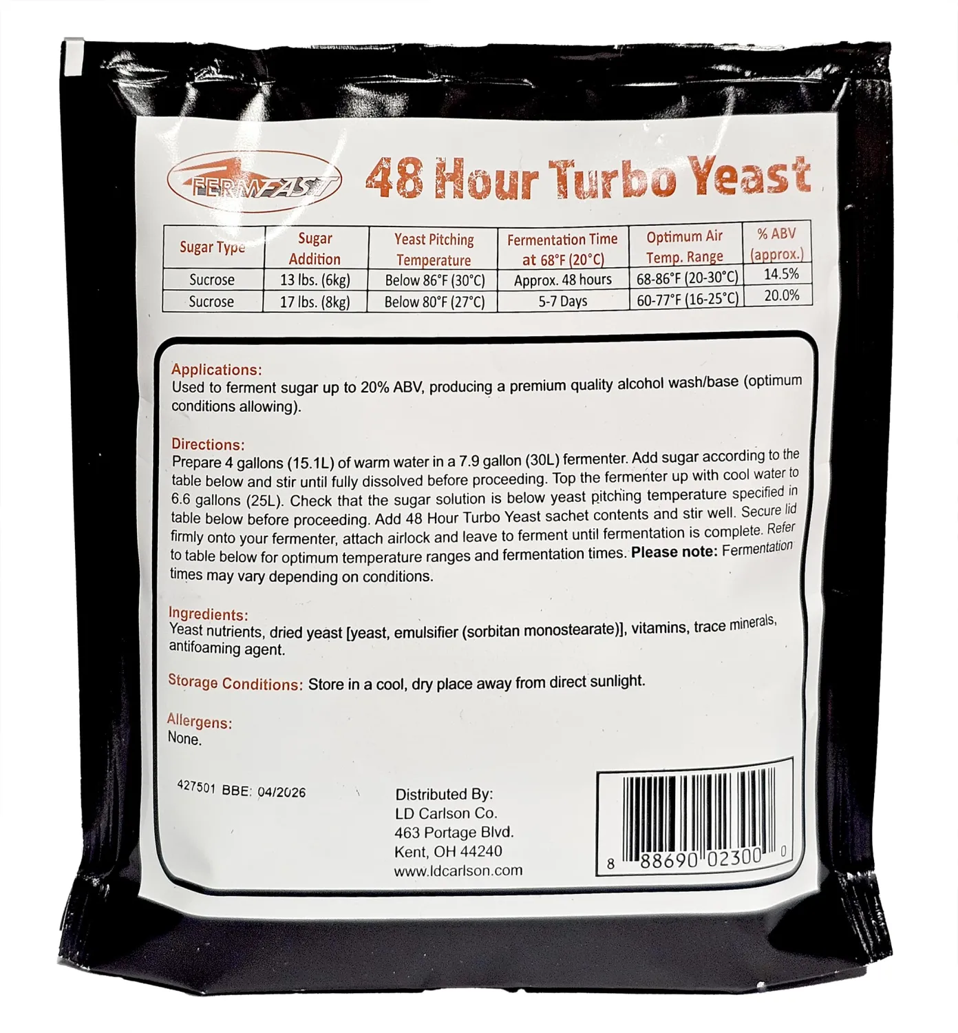 48 HOUR TURBO YEAST FERMFAST 243g PACKET