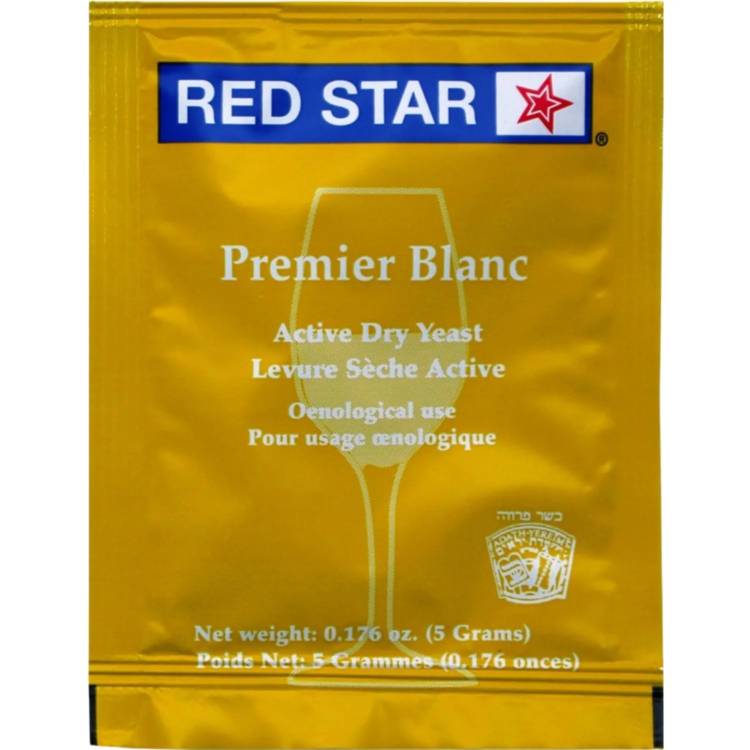 Red Star Premier Blanc Wine Yeast (5 Pack) - Great for Making Wine Cider Mead Kombucha at Home - 5 g Sachets - Saccharomyces cerevisiae - Sold by CAPYBARA Distributors Inc.