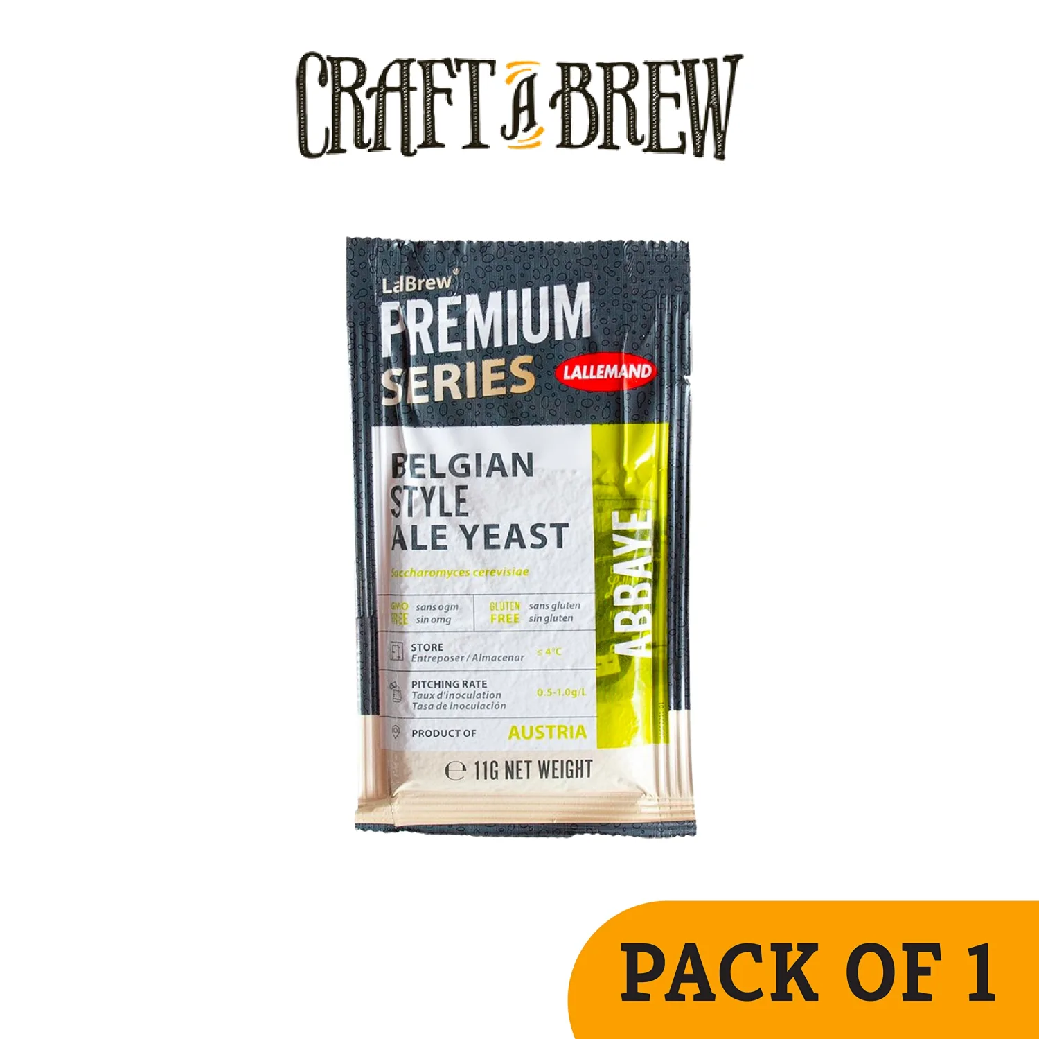 Craft A Brew - LalBrew Abbaye™Belgian Ale Yeast - Belgian Ale Dry Yeast - For Craft Blondes, Dubbels, Tripels & Quads - Ingredients for Home Brewing - Beer Making Supplies - (1 Pack)