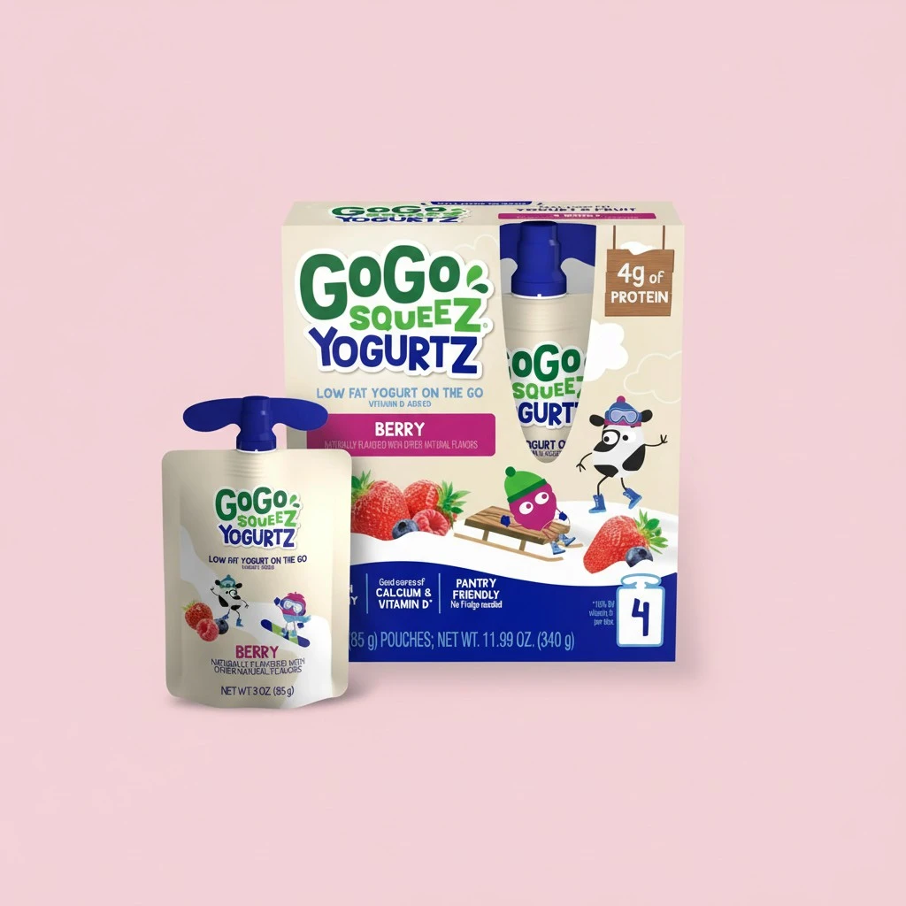 GoGo SqueeZ yogurtZ, Berry, 3 Ounce (4 Pouches), Low Fat Yogurt, Gluten Free, Pantry-friendly, Recloseable, BPA Free Pouches