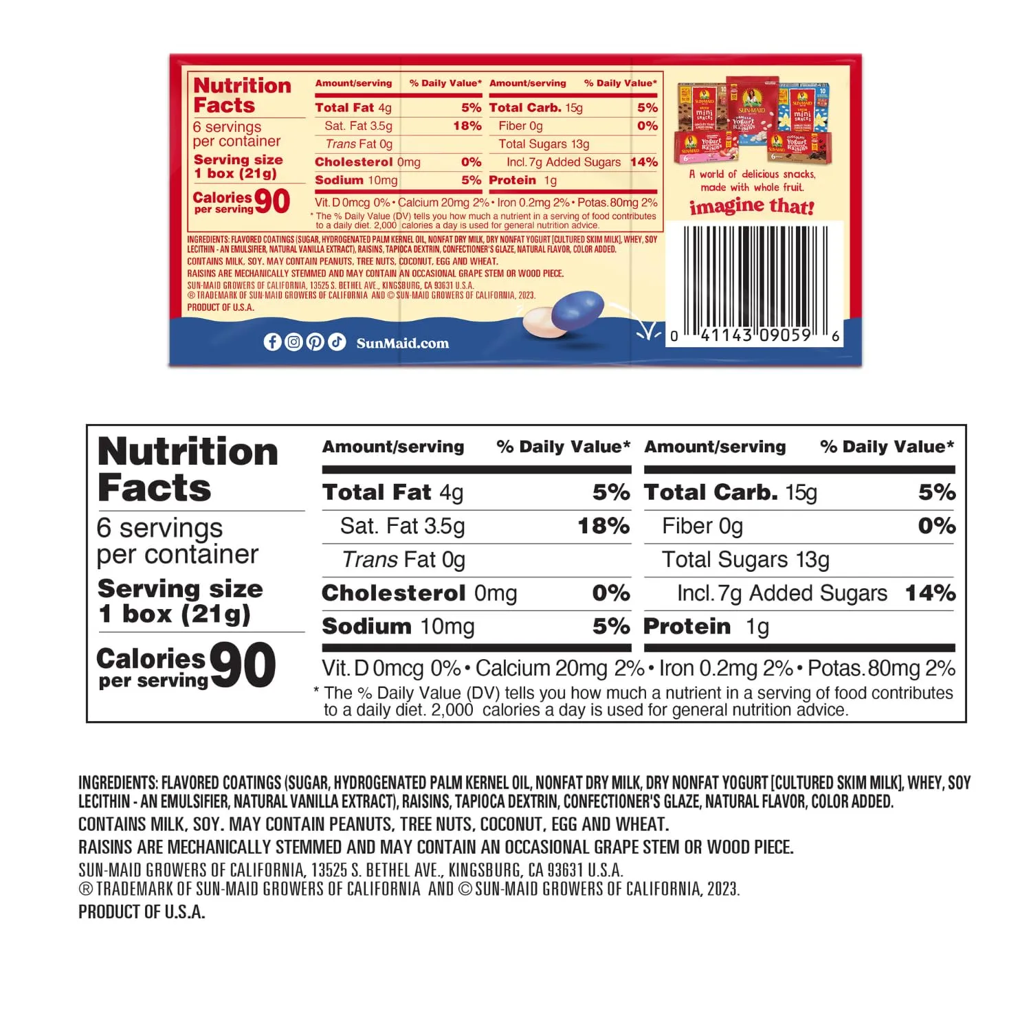 Sun-Maid Yogurt Coated Raisins 3 Flavor Snack Pack Bundle - 1 oz, 6 Snack-Size Boxes per Flavor - Vanilla, Blueberry, and Strawberry Yogurt Covered Dried Fruit Snack for Lunches and Snacks