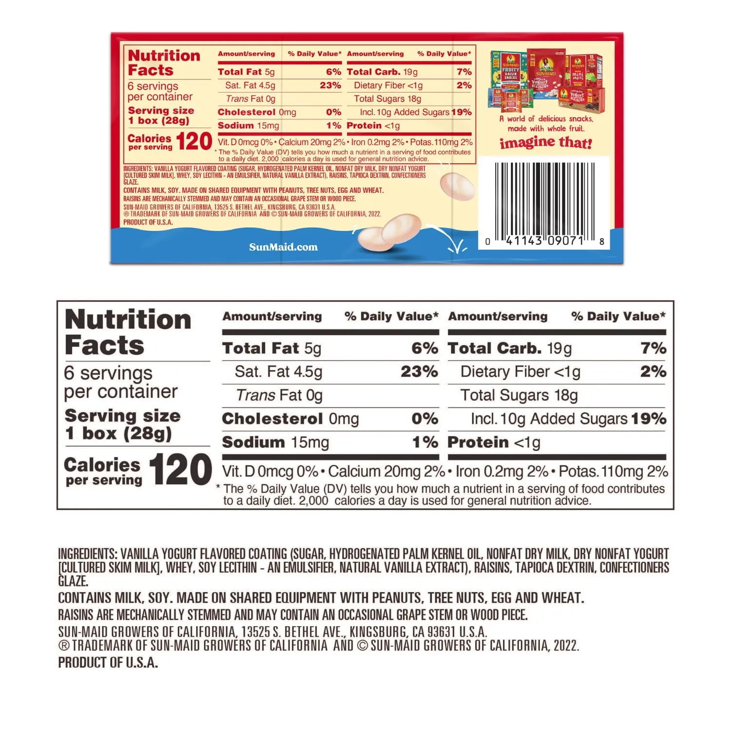 Sun-Maid Yogurt Coated Raisins 3 Flavor Snack Pack Bundle - 1 oz, 6 Snack-Size Boxes per Flavor - Vanilla, Blueberry, and Strawberry Yogurt Covered Dried Fruit Snack for Lunches and Snacks