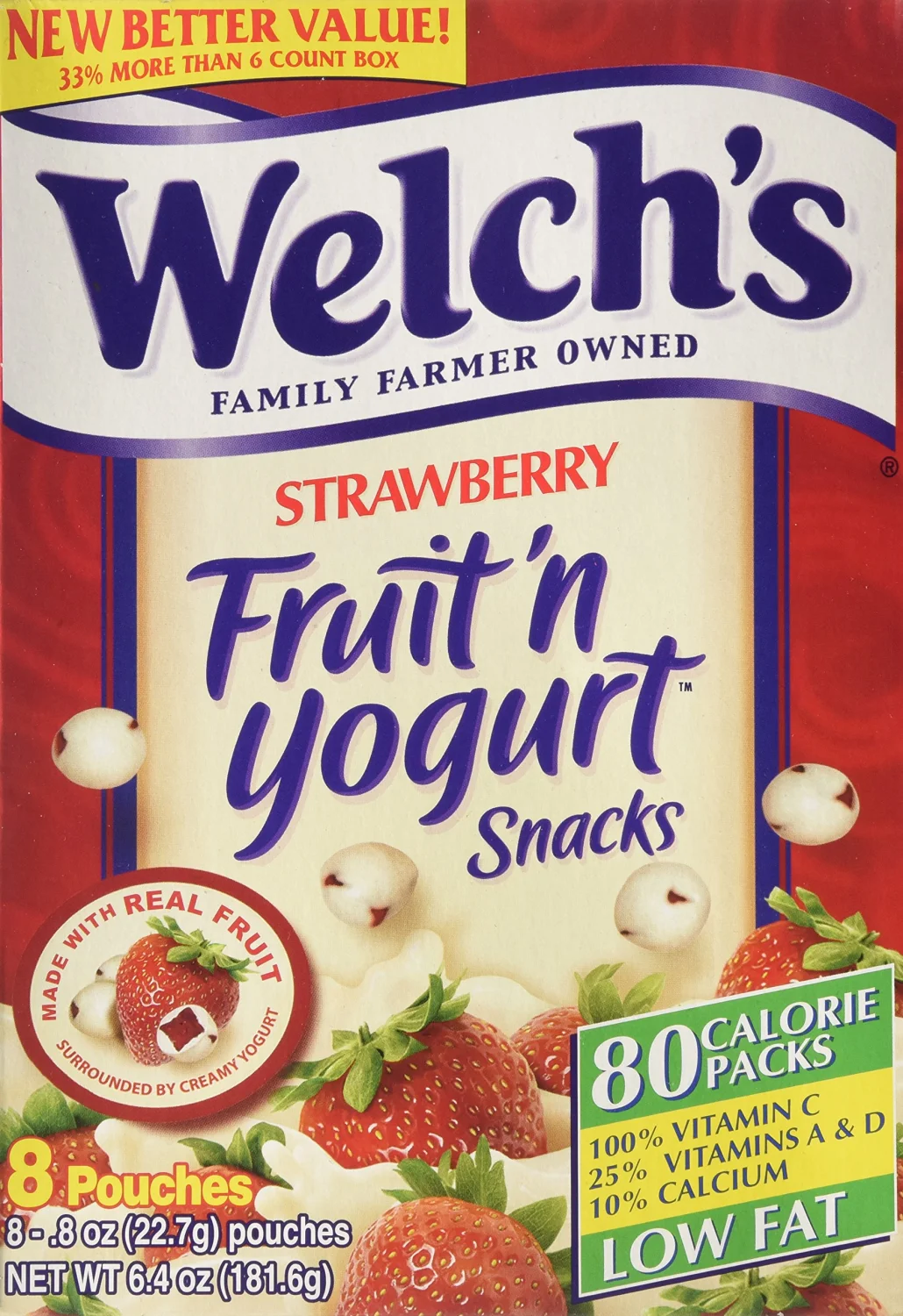 Welch's Strawberry Fruit'n Yogurt Snacks 8 Pouches