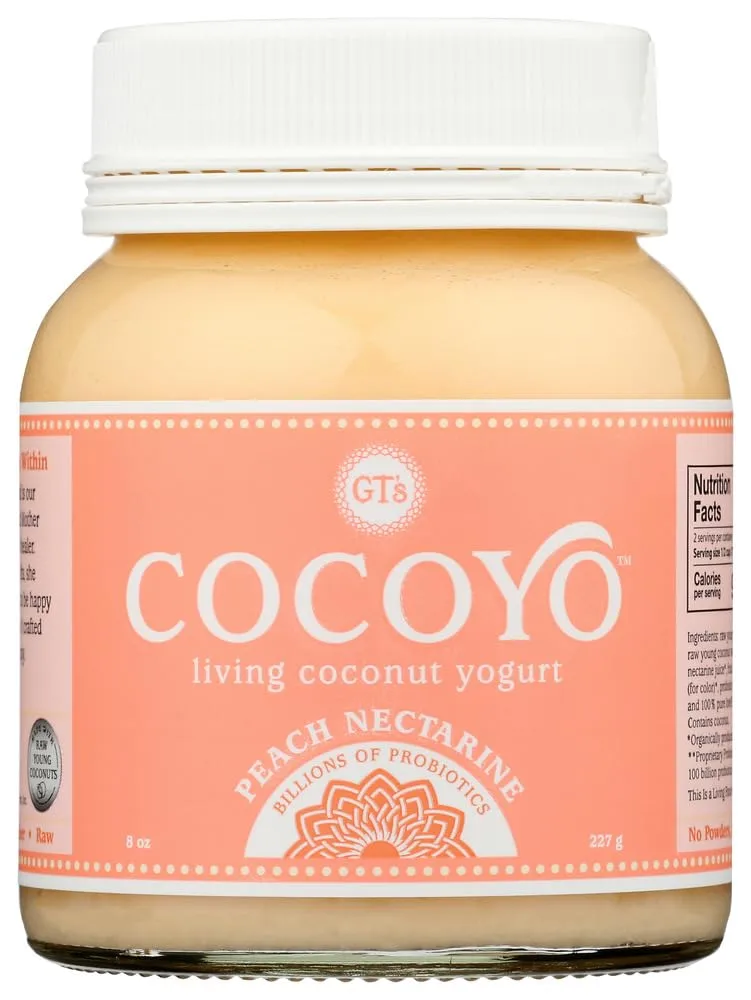 GTS LIVING FOODS Organic Peach Nectarine Coconut Yogurt, 8 OZ