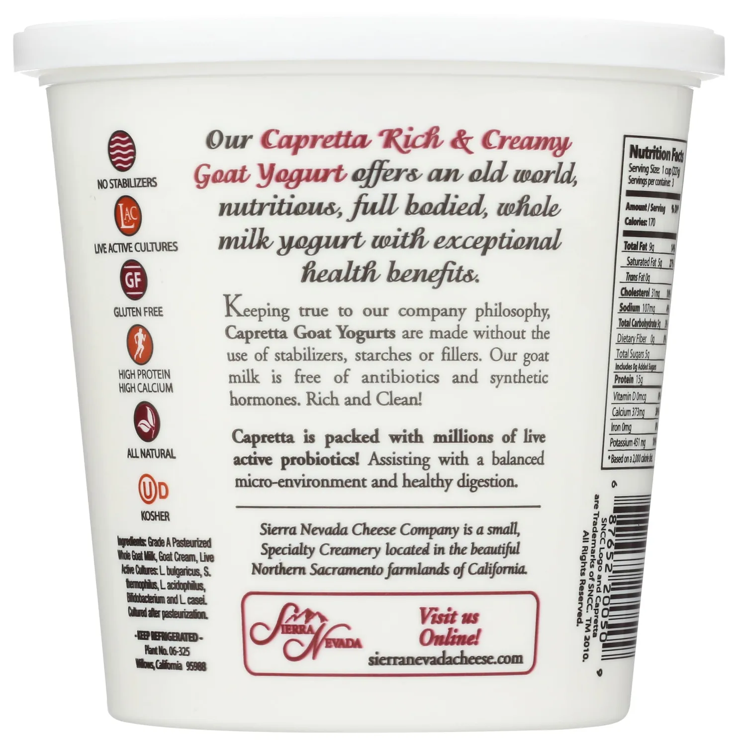 SIERRA NEVADA CHEESE Plain Goats Milk Yogurt, 24 OZ