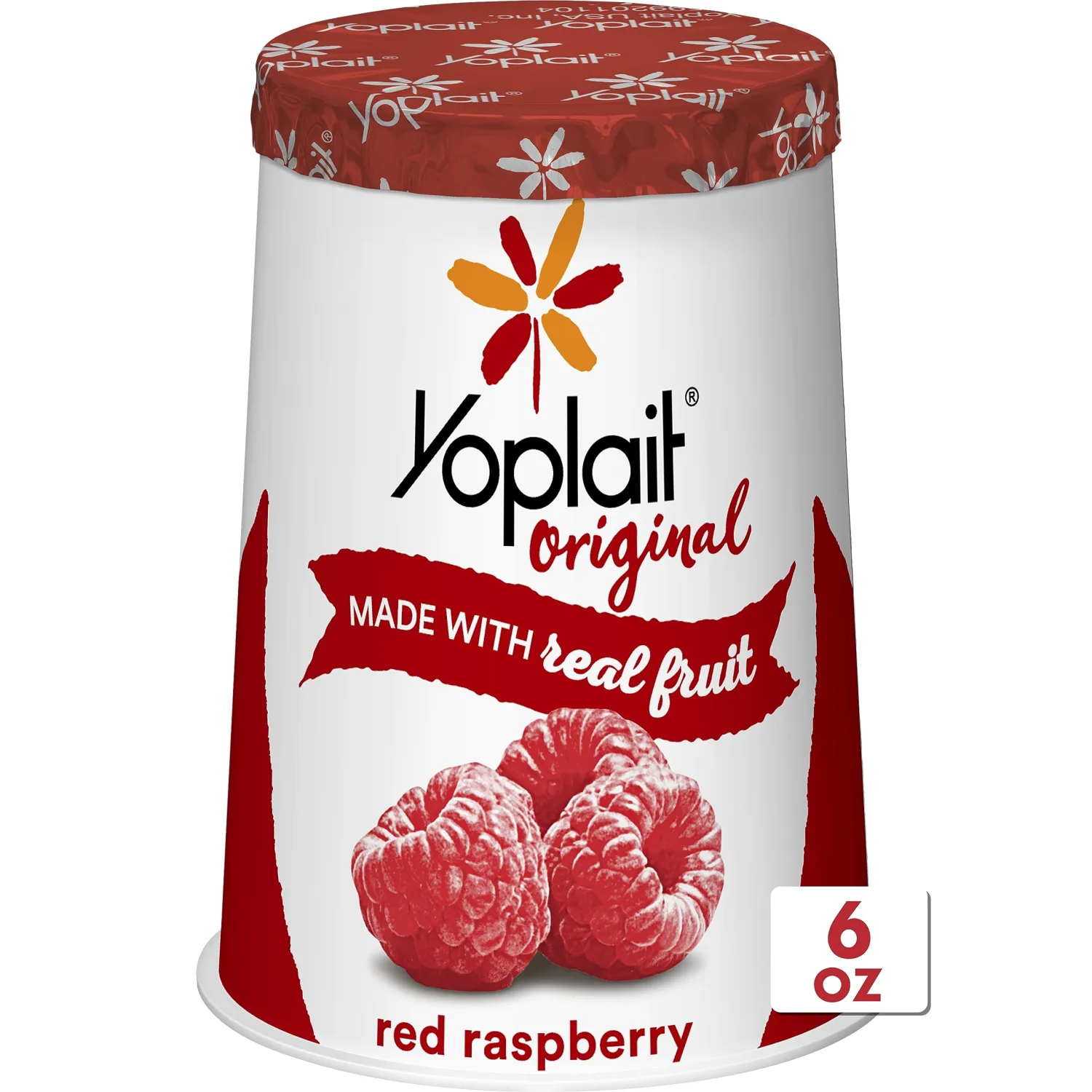 Yoplait Original Low Fat Red Raspberry Yogurt Cup, Made with Real Fruit, 6 oz