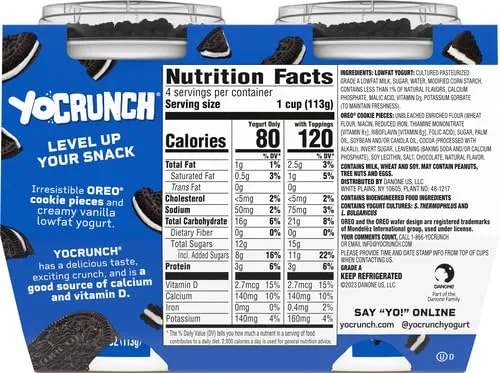 YoCrunch Low Fat Vanilla Yogurt with OREO, 4 oz., 4 Pack