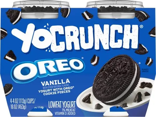 YoCrunch Low Fat Vanilla Yogurt with OREO, 4 oz., 4 Pack