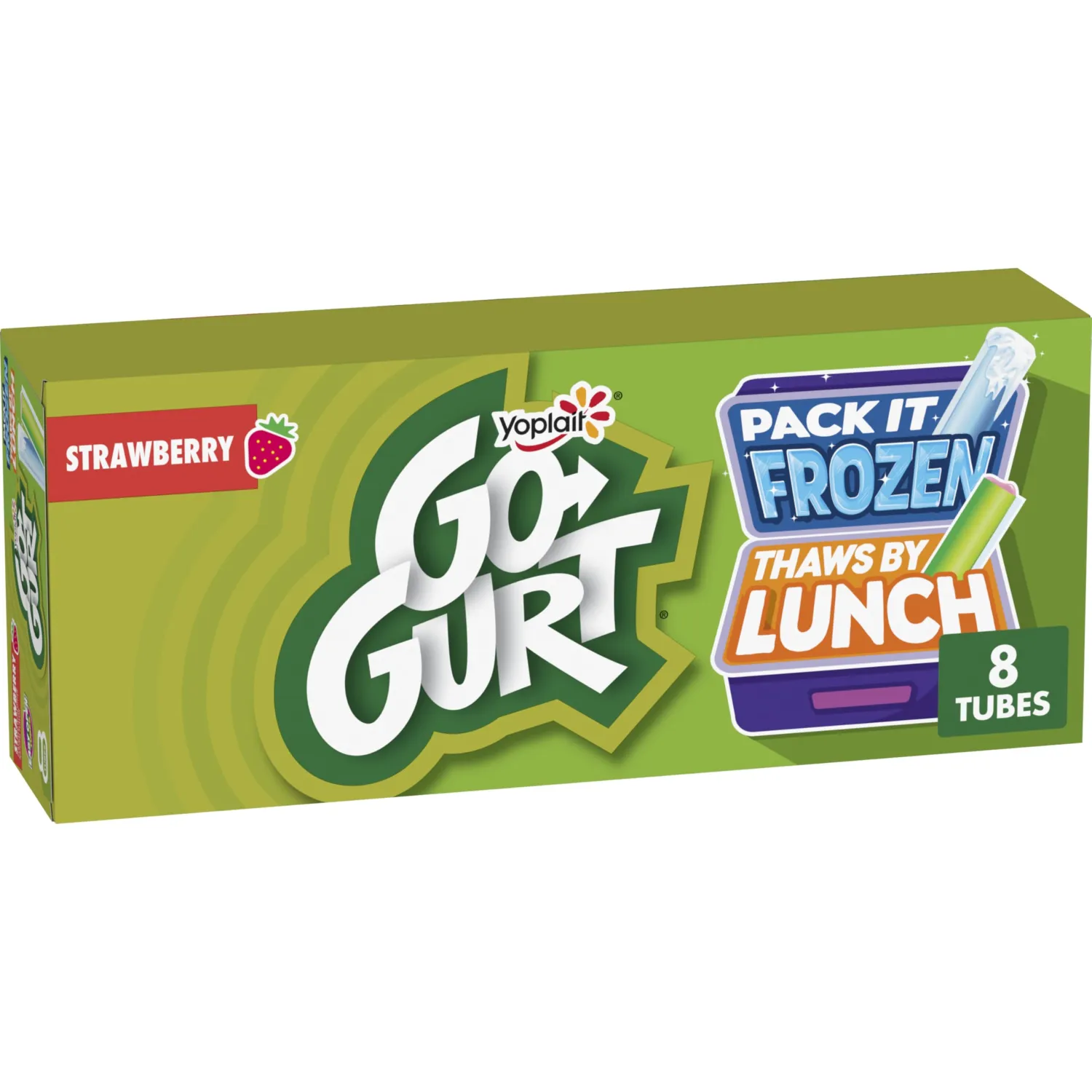 Go-GURT Strawberry Kids Fat Free Yogurt, Minecraft Shop Offer On Box, Gluten Free, 2 oz Yogurt Tubes, 8 Count