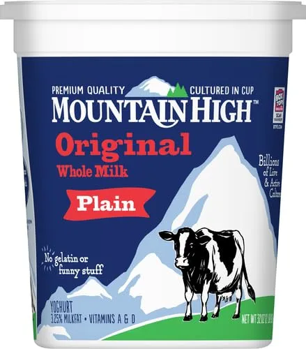 Mountain High, Original Whole Milk Yogurt, Plain, Gluten Free Snacks, 32 OZ Yogurt Container