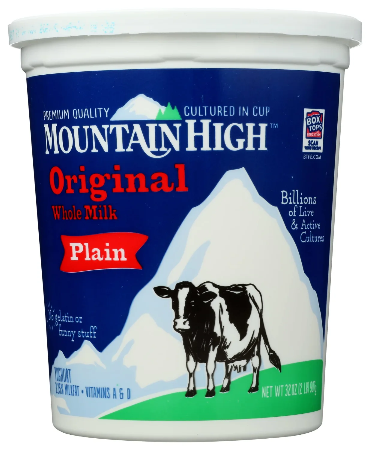 Mountain High, Original Whole Milk Yogurt, Plain, Gluten Free Snacks, 32 OZ Yogurt Container