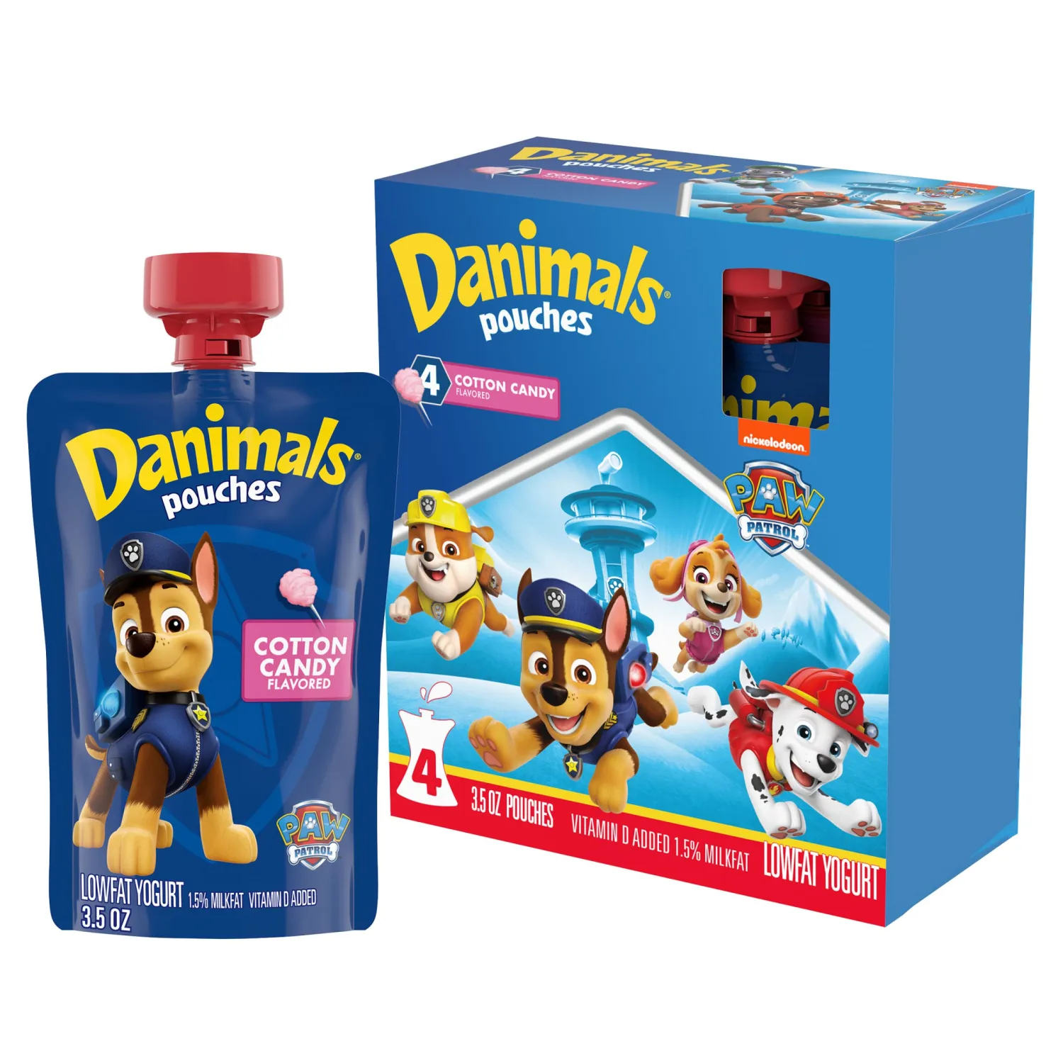 Danimals Squeezables Low Fat Yogurt Pouch, Cotton Candy, Gluten-Free,3.5 Oz, Pack of 4