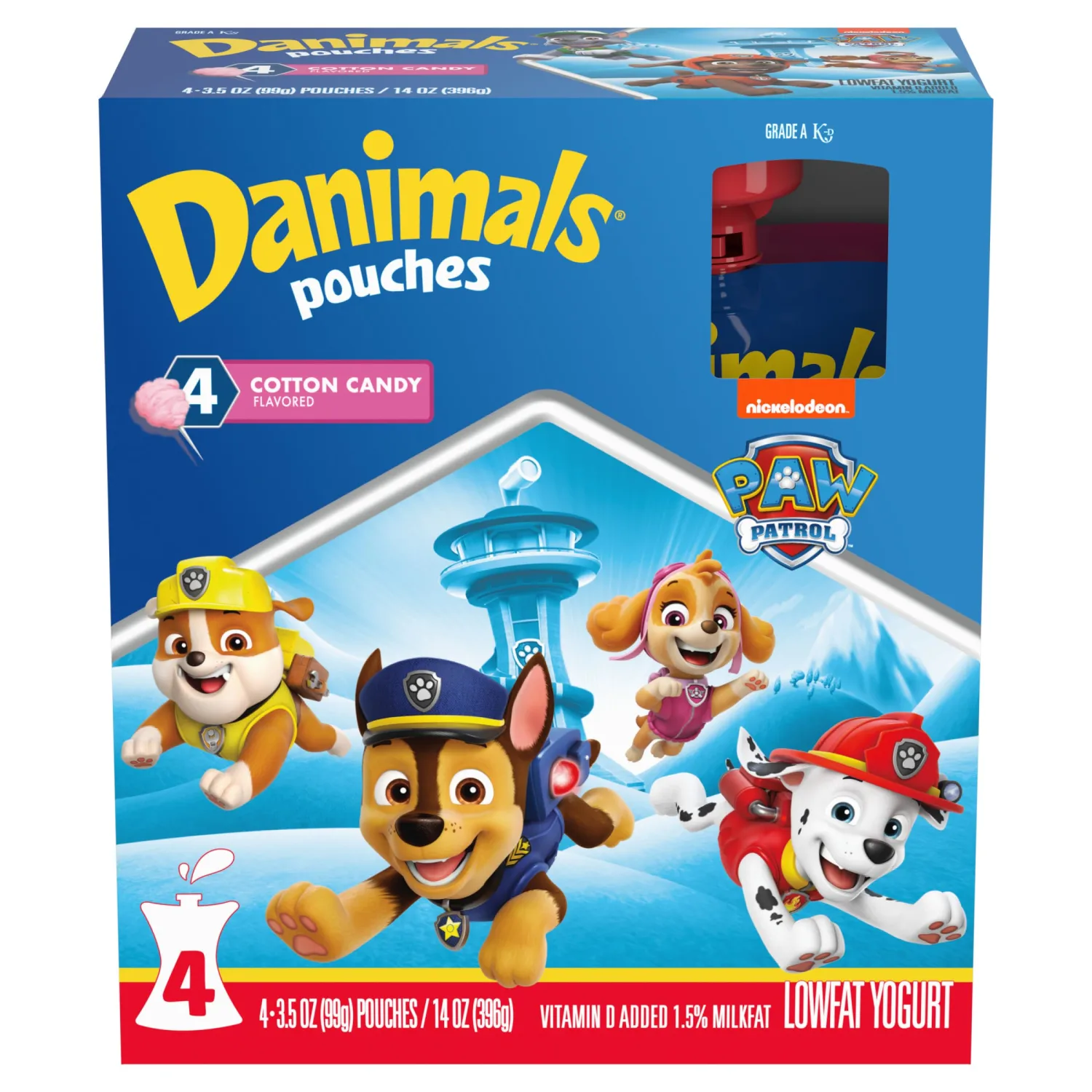 Danimals Squeezables Low Fat Yogurt Pouch, Cotton Candy, Gluten-Free,3.5 Oz, Pack of 4