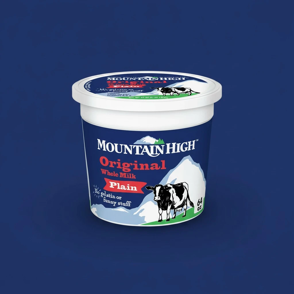 Mountain High, Original Whole Milk Yogurt, Plain, Gluten Free Snacks, 64 OZ Yogurt Container