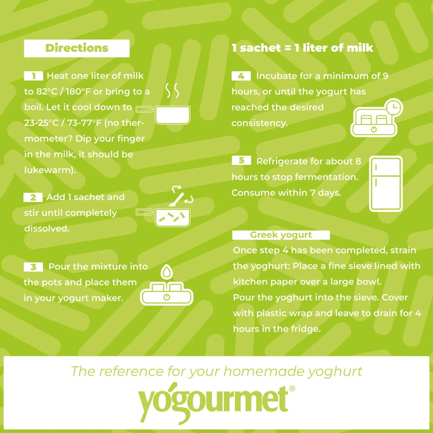 Yogourmet Yogurt Starter With Probiotics (6 Sachets = 6 Quarts of Yogurt) - Make Yogurt at Home - Starter Culture - All Natural, Gluten Free, Kosher, Halal - 3 g Sachets